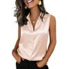 image:imageZeagoo Womens Satin Blouse Sleeveless Silk Tank Tops Button Down Shirts Business Casual Outfits 2026Apricot