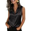image:imageZeagoo Womens Satin Blouse Sleeveless Silk Tank Tops Button Down Shirts Business Casual Outfits 2026Black