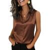 image:imageZeagoo Womens Satin Blouse Sleeveless Silk Tank Tops Button Down Shirts Business Casual Outfits 2026Brown