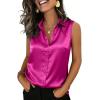 image:imageZeagoo Womens Satin Blouse Sleeveless Silk Tank Tops Button Down Shirts Business Casual Outfits 2026Hot Pink
