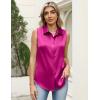 image:imageZeagoo Womens Satin Blouse Sleeveless Silk Tank Tops Button Down Shirts Business Casual Outfits 2026Hot Pink