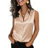 image:imageZeagoo Womens Satin Blouse Sleeveless Silk Tank Tops Button Down Shirts Business Casual Outfits 2026Khaki