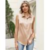 image:imageZeagoo Womens Satin Blouse Sleeveless Silk Tank Tops Button Down Shirts Business Casual Outfits 2026Khaki