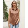 image:imageZeagoo Womens Satin Blouse Sleeveless Silk Tank Tops Button Down Shirts Business Casual Outfits 2026Light Brown