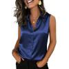 image:imageZeagoo Womens Satin Blouse Sleeveless Silk Tank Tops Button Down Shirts Business Casual Outfits 2026Navy