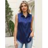 image:imageZeagoo Womens Satin Blouse Sleeveless Silk Tank Tops Button Down Shirts Business Casual Outfits 2026Navy