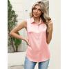 image:imageZeagoo Womens Satin Blouse Sleeveless Silk Tank Tops Button Down Shirts Business Casual Outfits 2026Pink