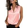 image:imageZeagoo Womens Satin Blouse Sleeveless Silk Tank Tops Button Down Shirts Business Casual Outfits 2026Pink
