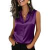 image:imageZeagoo Womens Satin Blouse Sleeveless Silk Tank Tops Button Down Shirts Business Casual Outfits 2026Purple1