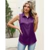 image:imageZeagoo Womens Satin Blouse Sleeveless Silk Tank Tops Button Down Shirts Business Casual Outfits 2026Purple1