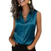 image:imageZeagoo Womens Satin Blouse Sleeveless Silk Tank Tops Button Down Shirts Business Casual Outfits 2026Teal Blue1