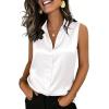 image:imageZeagoo Womens Satin Blouse Sleeveless Silk Tank Tops Button Down Shirts Business Casual Outfits 2026White