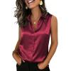 image:imageZeagoo Womens Satin Blouse Sleeveless Silk Tank Tops Button Down Shirts Business Casual Outfits 2026Wine Red