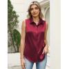 image:imageZeagoo Womens Satin Blouse Sleeveless Silk Tank Tops Button Down Shirts Business Casual Outfits 2026Wine Red
