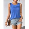 image:imageZeagoo Womens Summer Tank Tops Sleeveless Loose Fit Tunic Blouses Dressy Casual Pleated Front Scoop Neck Boho ShirtsBlue