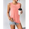 image:imageZeagoo Womens Summer Tank Tops Sleeveless Loose Fit Tunic Blouses Dressy Casual Pleated Front Scoop Neck Boho ShirtsCoral Pink