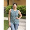 image:imageZeagoo Womens Summer Tank Tops Sleeveless Loose Fit Tunic Blouses Dressy Casual Pleated Front Scoop Neck Boho ShirtsFloral Blue