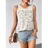 image:imageZeagoo Womens Summer Tank Tops Sleeveless Loose Fit Tunic Blouses Dressy Casual Pleated Front Scoop Neck Boho ShirtsFloral White