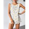 image:imageZeagoo Womens Summer Tank Tops Sleeveless Loose Fit Tunic Blouses Dressy Casual Pleated Front Scoop Neck Boho ShirtsFloral White