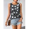 image:imageZeagoo Womens Summer Tank Tops Sleeveless Loose Fit Tunic Blouses Dressy Casual Pleated Front Scoop Neck Boho ShirtsFlower Black