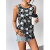 image:imageZeagoo Womens Summer Tank Tops Sleeveless Loose Fit Tunic Blouses Dressy Casual Pleated Front Scoop Neck Boho ShirtsFlower Black
