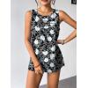 image:imageZeagoo Womens Summer Tank Tops Sleeveless Loose Fit Tunic Blouses Dressy Casual Pleated Front Scoop Neck Boho ShirtsFlower Black