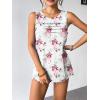 image:imageZeagoo Womens Summer Tank Tops Sleeveless Loose Fit Tunic Blouses Dressy Casual Pleated Front Scoop Neck Boho ShirtsFlower White