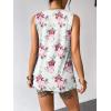 image:imageZeagoo Womens Summer Tank Tops Sleeveless Loose Fit Tunic Blouses Dressy Casual Pleated Front Scoop Neck Boho ShirtsFlower White