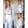 image:imageZeagoo Womens Summer Tank Tops Sleeveless Loose Fit Tunic Blouses Dressy Casual Pleated Front Scoop Neck Boho ShirtsFlower White