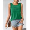 image:imageZeagoo Womens Summer Tank Tops Sleeveless Loose Fit Tunic Blouses Dressy Casual Pleated Front Scoop Neck Boho ShirtsGreen