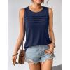 image:imageZeagoo Womens Summer Tank Tops Sleeveless Loose Fit Tunic Blouses Dressy Casual Pleated Front Scoop Neck Boho ShirtsNavy Blue