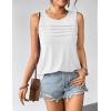 image:imageZeagoo Womens Summer Tank Tops Sleeveless Loose Fit Tunic Blouses Dressy Casual Pleated Front Scoop Neck Boho ShirtsWhite