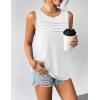 image:imageZeagoo Womens Summer Tank Tops Sleeveless Loose Fit Tunic Blouses Dressy Casual Pleated Front Scoop Neck Boho ShirtsWhite