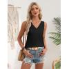 image:imageZeagoo Womens Tank Tops 2026 Summer Sleeveless Loose Fit Tops V Neck Pleated Trendy Fashion Business Casual ShirtsBlack