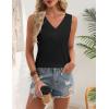 image:imageZeagoo Womens Tank Tops 2026 Summer Sleeveless Loose Fit Tops V Neck Pleated Trendy Fashion Business Casual ShirtsBlack