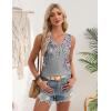 image:imageZeagoo Womens Tank Tops 2026 Summer Sleeveless Loose Fit Tops V Neck Pleated Trendy Fashion Business Casual ShirtsHf36 Flower