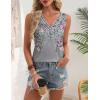image:imageZeagoo Womens Tank Tops 2026 Summer Sleeveless Loose Fit Tops V Neck Pleated Trendy Fashion Business Casual ShirtsHf36 Flower