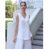 image:imageZeagoo Womens Tank Tops 2026 Summer Sleeveless Loose Fit Tops V Neck Pleated Trendy Fashion Business Casual ShirtsWhite