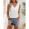 image:imageZeagoo Womens Tank Tops 2026 Summer Sleeveless Loose Fit Tops V Neck Pleated Trendy Fashion Business Casual ShirtsWhite