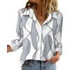 image:imageZeagoo Blouse for Women Dressy Long Sleeve Button Down Shirts Business Casual Outfit Lightweight SolidPrinted TopsGeometric Grey 611