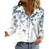 image:imageZeagoo Blouse for Women Dressy Long Sleeve Button Down Shirts Business Casual Outfit Lightweight SolidPrinted TopsLeaf Blue 181