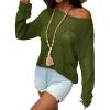 image:imageZeagoo Crochet Tops for Women Off The Shoulder Sweaters Summer Long Sleeve Hollow Out Knit Beach Clothes SXXLArmy Green