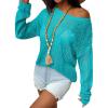 image:imageZeagoo Crochet Tops for Women Off The Shoulder Sweaters Summer Long Sleeve Hollow Out Knit Beach Clothes SXXLLight Blue