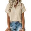 image:imageZeagoo Short Sleeve Button Up Shirts for Women Business Casual Tops Lightweight 2026 Summer Blouses Khaki M