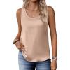 image:imageZeagoo Silk Satin Tank Tops for Women Scoop Neck Sleeveless Camisole Tops 2026 Summer Basic BlousesLight Khaki