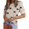 image:imageZeagoo Women Short Sleeve Sweater Summer Crew Neck Dressy Casual Soft Knit Pullover Tops Trendy1bow Knot Black