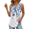 image:imageZeagoo Women Summer Tank Tops Loose Fit Flowy Boho Pleated Sleeveless Shirts Crew Neck Dressy Casual Tunic Trendy BlousesPrinted Floral Wf41