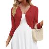 image:imageZeagoo Womens Bolero Shrug Crochet Cropped Cardigan Summer 34 Sleeve Lightweight Cardigans for DressRed