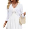 image:imageZeagoo Womens Bolero Shrug Crochet Cropped Cardigan Summer 34 Sleeve Lightweight Cardigans for DressWhite