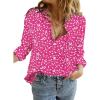image:imageZeagoo Womens Cotton Button Down Shirts Long Sleeve V Neck Collared Tops Work Office Blouse Shirt 2025 SXXLRose Red Polka Dot